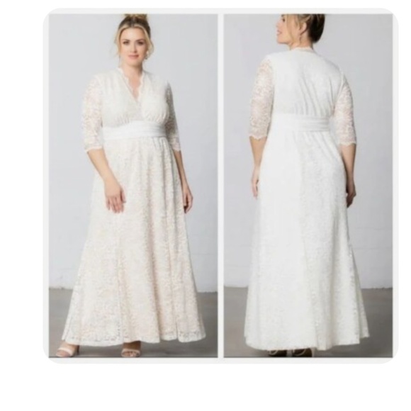 Kiyonna Dress Wedding Gown 3X Amour Lace Ivory White Full Length Elegant Bride - Picture 1 of 10